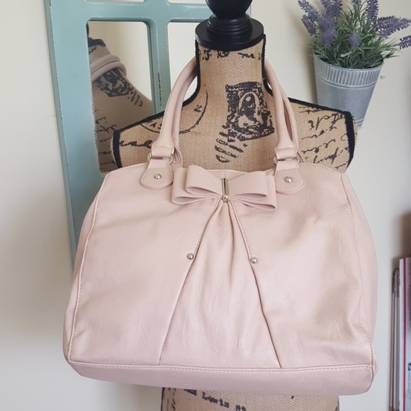 Elle Handbags - Elle blush pink bow stud faux leather handbag